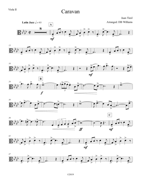 Free Sheet Music Caravan Viola 2