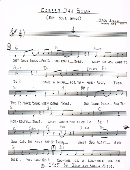 Career Day Song Set Your Goals Sheet Music