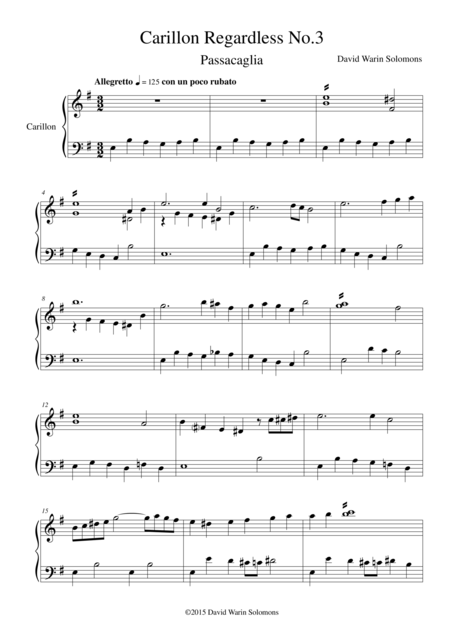 Free Sheet Music Carillon Regardless No 3 Passacaglia