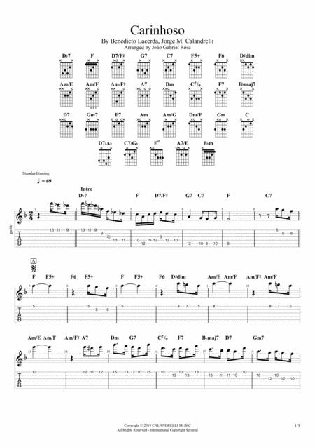 Free Sheet Music Carinhoso Tab