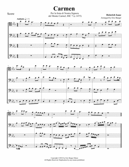 Free Sheet Music Carmen For Trombone Or Low Brass Quartet