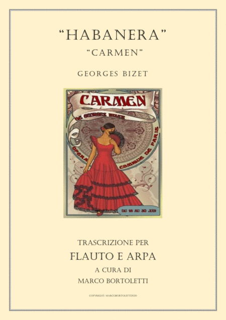 Free Sheet Music Carmen Habanera Trascription For Flute And Harp