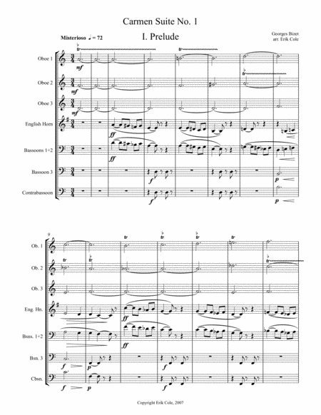 Carmen Suite 1 Prelude Sheet Music