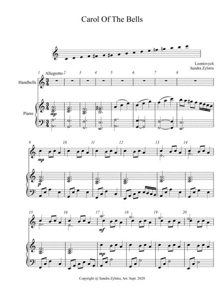 Free Sheet Music Carol Of The Bells 2 Octave Handbells Piano Accompaniment