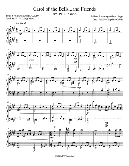 Free Sheet Music Carol Of The Bells And Friends