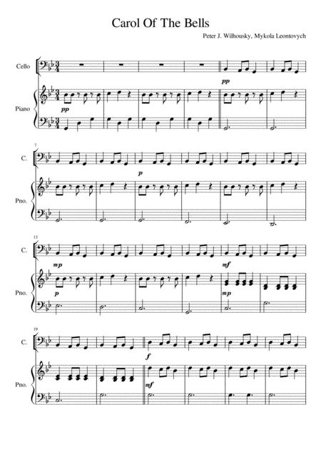 Carol Of The Bells Cello Solo Sheet Music