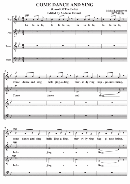 Carol Of The Bells Come Dance And Sing Sheet Music