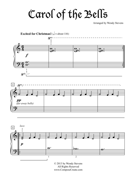 Carol Of The Bells Easy Sheet Music