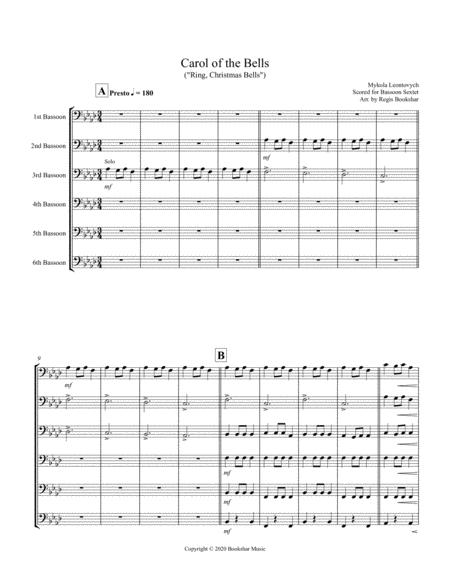 Free Sheet Music Carol Of The Bells F Min Bassoon Sextet