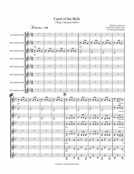 Free Sheet Music Carol Of The Bells F Min Clarinet Octet