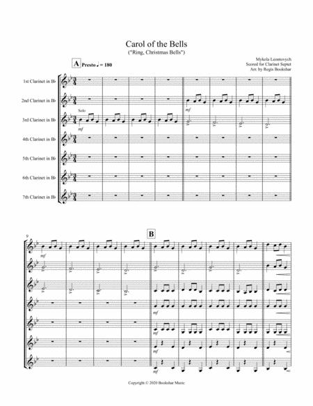 Free Sheet Music Carol Of The Bells F Min Clarinet Septet