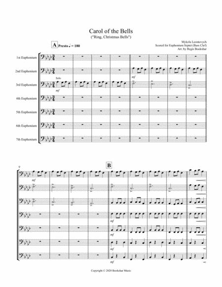 Free Sheet Music Carol Of The Bells F Min Euphonium Septet Bass Clef