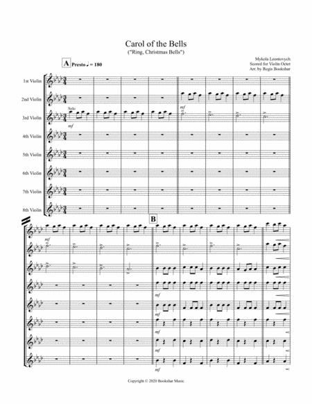 Free Sheet Music Carol Of The Bells F Min Violin Octet