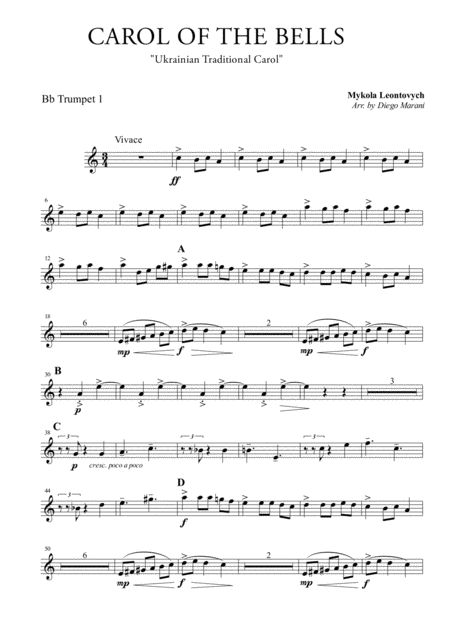 Free Sheet Music Carol Of The Bells For Brass Quintet