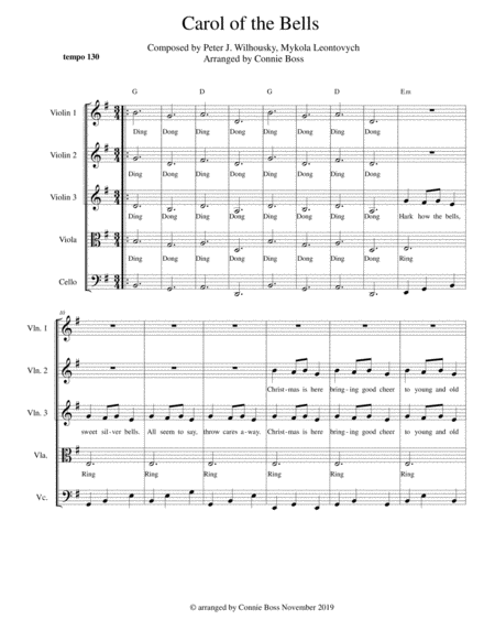 Free Sheet Music Carol Of The Bells Strings