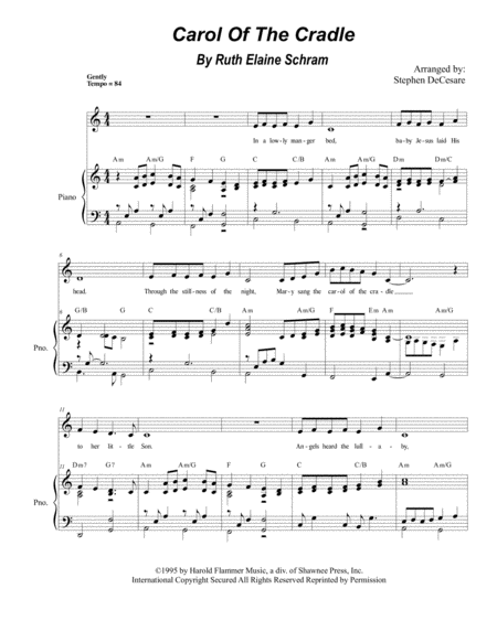 Carol Of The Cradle For Vocal Solo Sheet Music