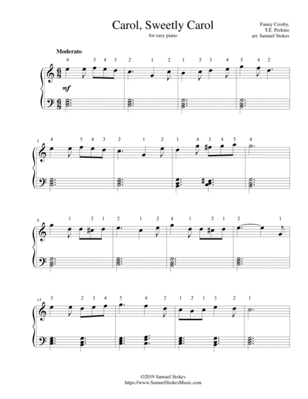 Carol Sweetly Carol For Easy Piano Sheet Music