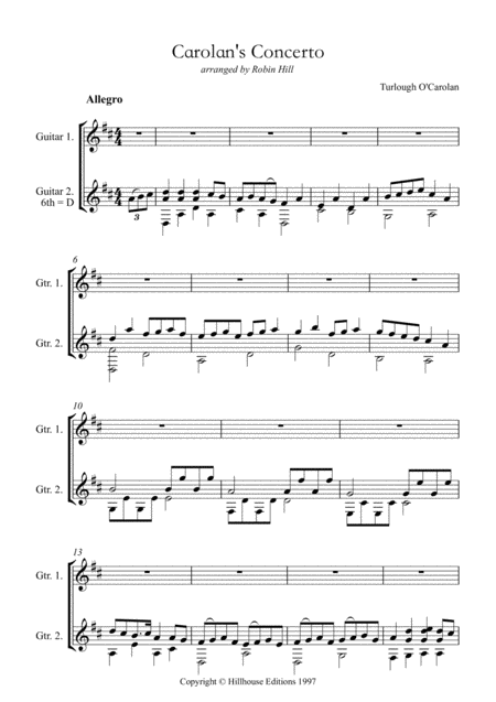 Carolans Concerto Arranged For Two Guitars Sheet Music