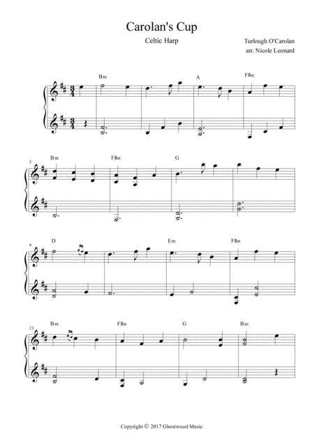 Free Sheet Music Carolans Cup For Celtic Harp