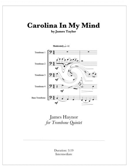 Free Sheet Music Carolina In My Mind For Trombone Quintet