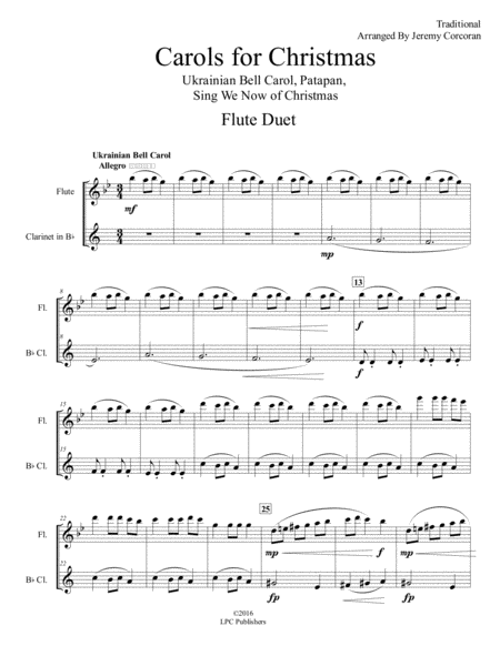 Carols For Christmas A Medley For Flute And Clarinet Sheet Music