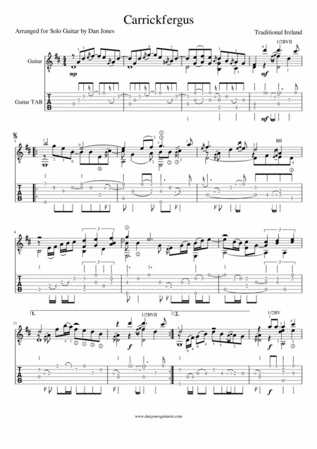 Carrickfergus For Solo Guitar Sheet Music