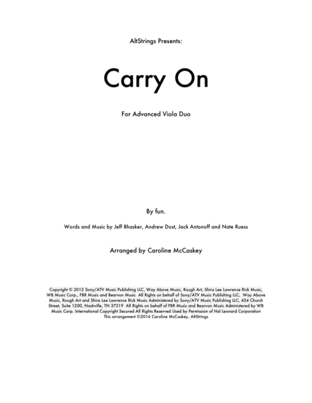 Carry On Viola Duet Sheet Music