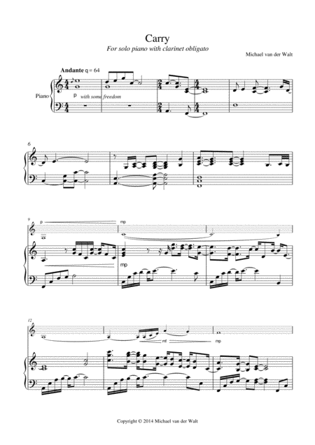 Free Sheet Music Carry With Clarinet Obbligato