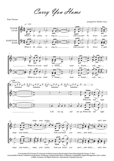 Free Sheet Music Carry You Home