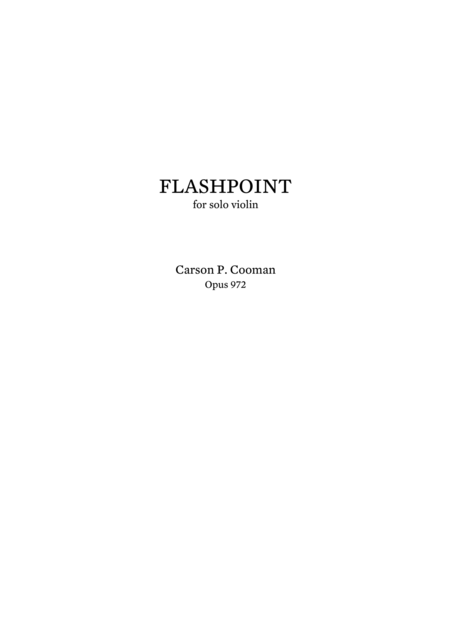 Carson Cooman Flashpoint 2008 For Solo Violin Sheet Music