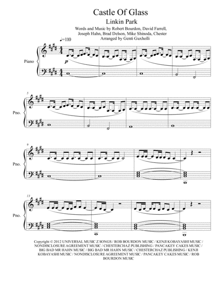 Castle Of Glass Piano Solo Sheet Music