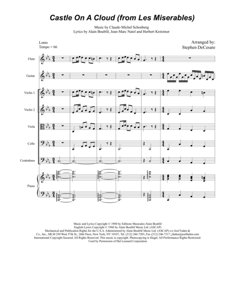 Castle On A Cloud For String Orchestra Sheet Music