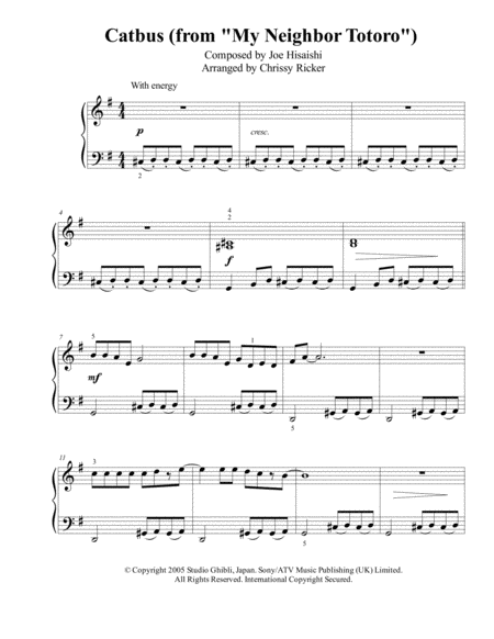 Catbus From My Neighbor Totoro Easy Piano Sheet Music