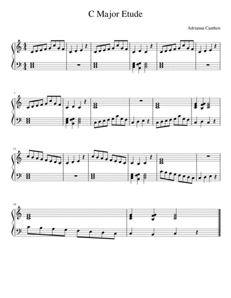 Free Sheet Music Cauthen Piano Studio Etudes Level 1