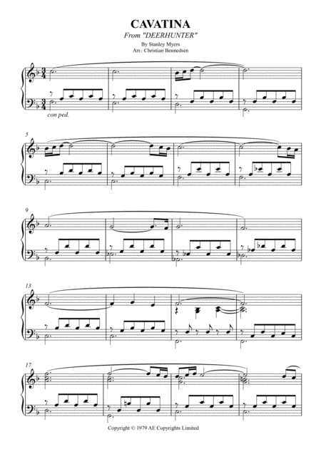 Free Sheet Music Cavatina From Deerhunter