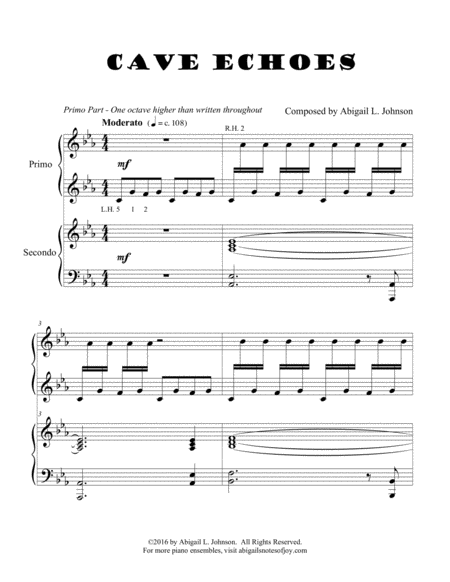 Cave Echoes Intermediate Piano Duet Sheet Music