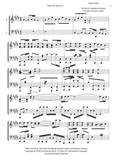 Celine Dion That The Way It Is Piano Cover Sheet Music