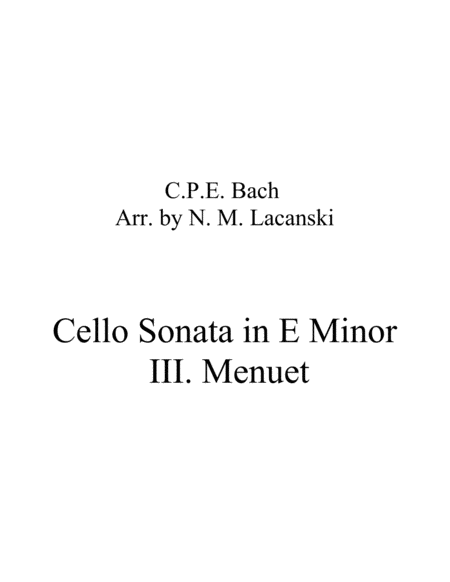 Cello Sonata In E Minor Iii Menuet Sheet Music