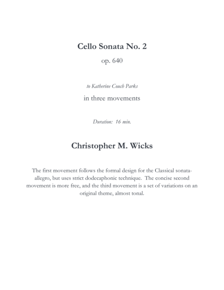 Cello Sonata No 2 Sheet Music