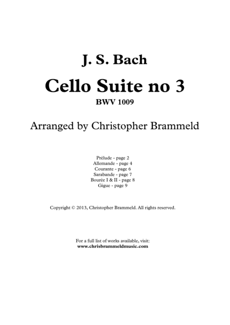 Cello Suite No 3 Sheet Music