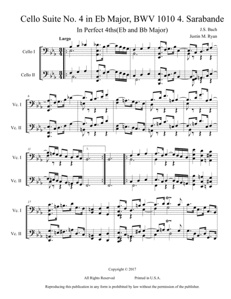 Cello Suite No 4 Bwv 1010 4 Sarabande Sheet Music