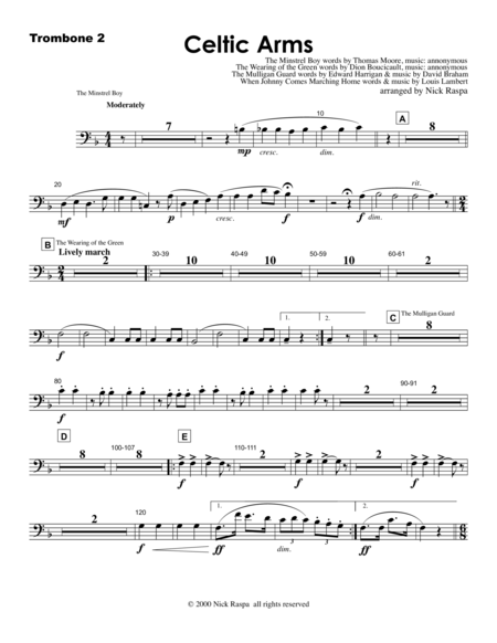 Free Sheet Music Celtic Arms Trombone 2 Part