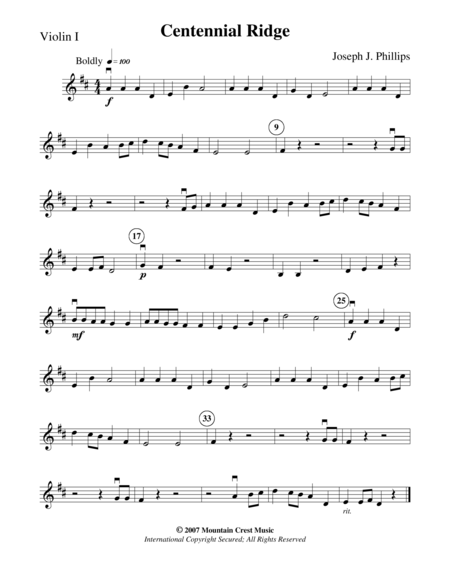 Centennial Ridge Violin 1 Part Sheet Music