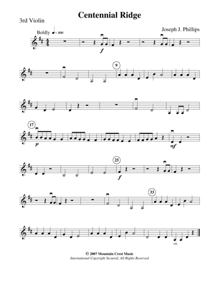 Centennial Ridge Violin 3 Part Sheet Music