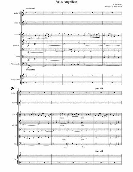 Cesar Frank Panis Angelicus For 2 Voices And String Orchestra With Piano Or Harp In G Sheet Music