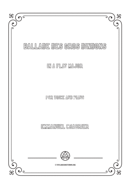 Free Sheet Music Chabrier Ballade Des Gros Dindons In A Flat Major For Voice And Piano