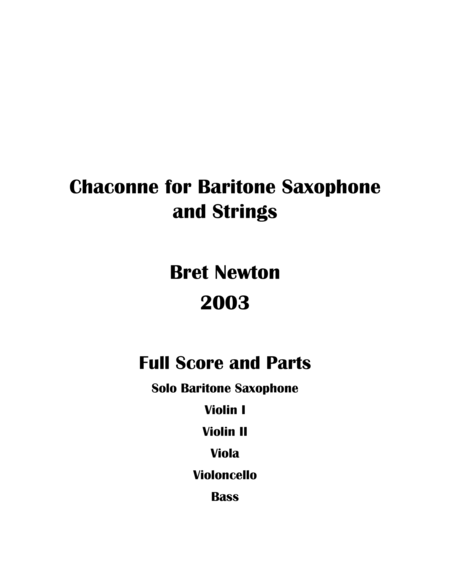 Free Sheet Music Chaconne For Baritone Saxophone And Strings