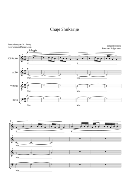 Free Sheet Music Chaje Shukarije