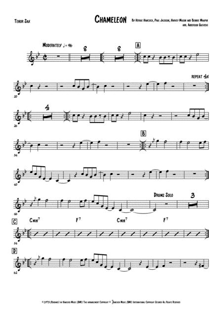 Free Sheet Music Chameleon Herbie Hancock Tenor Sax