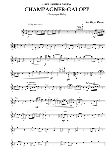 Champagne Galop For String Quartet Sheet Music